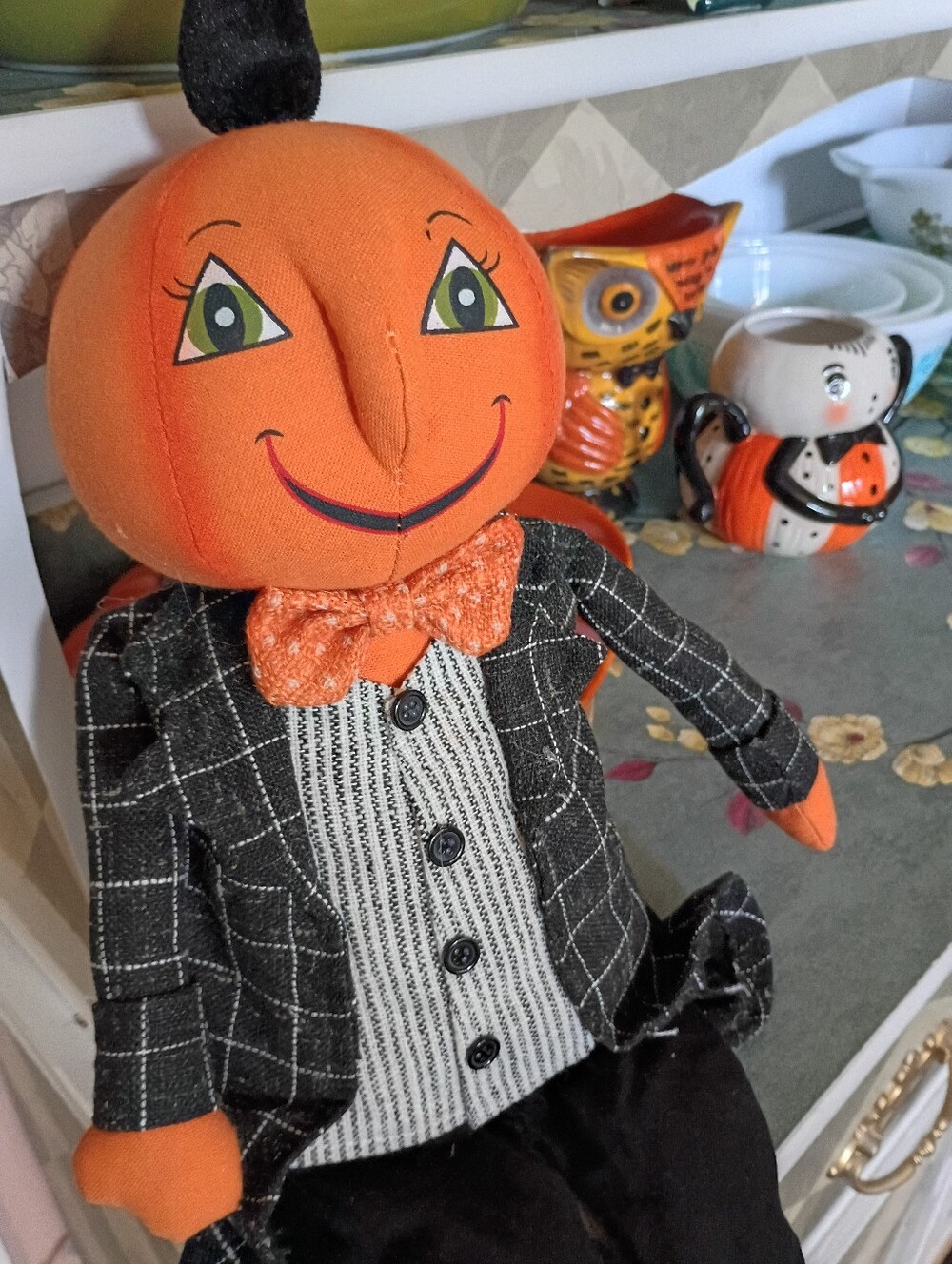 fall decor pumpkin Halloween man doll vintage retro - Picture 5 of 16